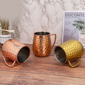 Mug à bière Moscow Mule personnalisé en acier inoxydable plaqué cuivre martelé, gravé, pour fêtes et bureau - Product Image 4