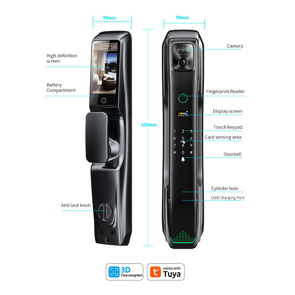 Tuya WiFi App Biometric 3D Face Fingerprint Recognition Smart ...