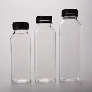Botellas desechables cuadradas francesas de 500ml, 1000ml, 1500ml, con tapa a prueba de manipulaciones, jugo, refresco, bebidas energéticas, embalaje de botella de plástico