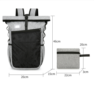 Roll Top Backpacks 46cm Foldable Laptop Backpack 15.5 Inch Heathered Mesh Pocket Internal Zip <b>Padded</b> Velcro Custom Logo 6 Colors - Product Image 2