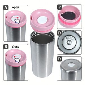 Vaso Térmico Recto de Acero Inoxidable 304 de 20oz con Recubrimiento en Polvo, Aislamiento al Vacío, Ecológico, para Café, con Tapa - Product Image 3