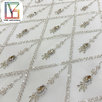 Nouvelle Arrivée Tissu de Luxe en Dentelle Perlée et Pailletée avec Pierres de Cristal et Perles, Écologique, pour Robes de Soirée et de Mariée pour Femme