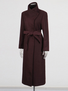 Cappotto Lungo da Donna Stile Retrò Francese, Tinta Unita, Collo Alto con Lacci, <span class=keywords><strong>Rosso</strong></span>, Nuova Moda Primavera 2026 - Product Image 3