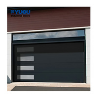 Puertas de garaje aisladas para casas Casa residencial Coche Acero galvanizado 16x8 Panel empotrado Puerta de garaje