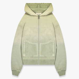 Giacca <span class=keywords><strong>con</strong></span> cappuccio da uomo <span class=keywords><strong>verde</strong></span> chiaro <span class=keywords><strong>con</strong></span> Zip <span class=keywords><strong>con</strong></span> ampie tasche anteriori, orlo e polsini a coste, Pullover Casual Streetwear - Product Image 4