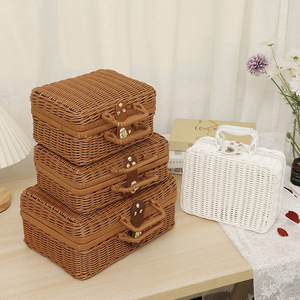 Available Plastic Woven Gift Basket for Weeding <strong>Small</strong> Suitcase Baby Clothes Gift <strong>Storage</strong> <strong>Box</strong> With Handle Wrapping Gift - Product Image 1