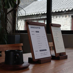 Porte-menu en bois de noyer noir, support en bois massif, panneau d'affichage de prix personnalisé pour les cafés et les salons de thé, format A4 - Product Image 1