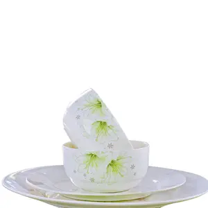 Jingdezhen Ceramic 56-head Rice Bowl Tableware Set Green Matching Bowls And Dishes Ceramic Tableware Gift Wholesale