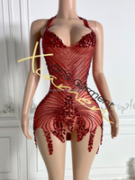Robe de soirée sexy Ocstrade Diamond pour femmes, robe de fête à col en V profond, transparente, en maille, avec strass, robe de soirée luxueuse à franges perlées