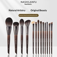 Nouvel ensemble de 13 pinceaux de maquillage en fibres synthétiques Cangzhou avec manche en bois pour le contour des yeux, les fards à paupières, le blush, la poudre libre et les sourcils