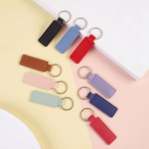 Porte-clés moderne minimaliste en cuir PU, double face, avec logo imprimable, pendentif simple, pour homme et femme, pour clés de voiture - Product Image 5