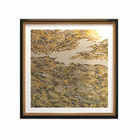 Impresión Artística Metálica de Aleación de Aluminio para Pared, Lienzo con Líneas Fluidas, Cuadro Cuadrado con Textura de Paisaje, Decoración para Dormitorio