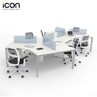 Bureau mobile moderne pour 4 personnes Poste de travail Nouveau mobilier Bureau de studio