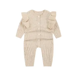 Custom Baby Girls Rompers Knitted Cotton Baby Long Sleeve Bodysuit Sleeper Newborn Baby Jumpsuit