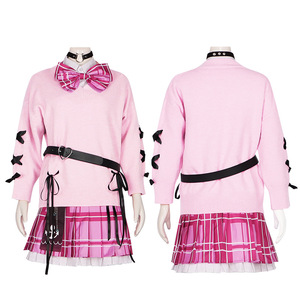 Disfraz de cosplay de Star's Edge Minato Aqua, vestido suéter rosa con lazo para mujer, traje de anime - Product Image 2
