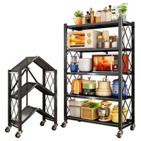 Étagère de rangement de cuisine à 5 niveaux, unités de rangement métalliques, organisateur roulant sur roulettes, étagères de rangement de cuisine pliables sur pied