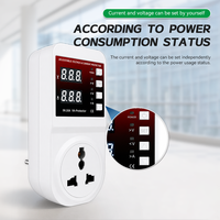 Prise de protection automatique contre les surtensions et les surintensités EU 1-16A AC 110V 220V avec affichage LED, protection contre les surtensions réglable, triphasé DC