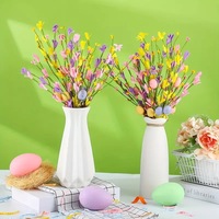 Nouvelle Décoration de Pâques en Plastique : Branches d'Œufs et Baies, Bouquet Lumineux, Couronne, Décorations d'Œufs pour Fêtes et Réunions Intérieures