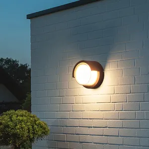Beliebte Aluminium Schwarz Runde Form LED Wand halterung Außenwand leuchte Für Garden Yard IP65 wasserdichte LED Wand leuchte