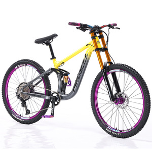 Vélo <span class=keywords><strong>de</strong></span> montagne tout-terrain 26/27,5 pouces en alliage d'aluminium, suspension avant/arrière, freins à disque doubles, frein à huile, amortisseur - Product Image 3