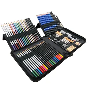 Professionele 83 Stuks Kleur Aquarel Grafiet Houtskool Potlood Set In Nylon Geval Voor Schetsen En Tekenen