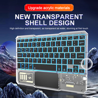 HTDY YENİ Akrilik Şeffaf Mini Kablosuz Klavye, 7 RGB Arka Aydınlatmalı, Type-C Arayüzlü, Ultra İnce Tasarımlı ve Multimedya Tuşlu