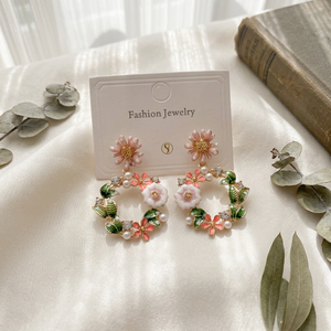 Boucle d'oreille ronde et très fantastique, à fleurs, au bas prix, création MEETALI, nouvelle collection - Product Image 1