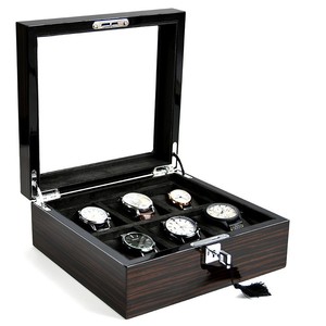 Premium Luxury Ebony Watch Box With tassel <b>key</b> 3/5/6/10/15 Slots Glass Top Storage Case Dustproof watch box With Velvet Lining - Product Image 3