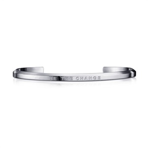 Brazalete de Acero Inoxidable de Alta Calidad, Joyería Exquisita, Brazalete Grabado con la Frase BE the CHANGE - Product Image 4