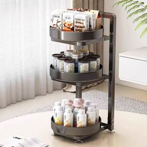 Modern Multi Layer Metal Spice Rack <b>Kitchen</b> Organizer with Rotating Stand for Home <b>Storage</b> - Product Image 1