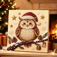 Kit de Broderie Diamant Perle 3D Chien de Noël Chiot, Décoration de Toile Festive avec Perles et Strass, Cadeau