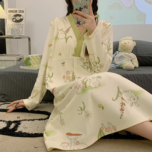Pigiami all'ingrosso con imbottiture sul petto, <span class=keywords><strong>gonne</strong></span> <span class=keywords><strong>premaman</strong></span> a maniche lunghe, abbigliamento alla moda e carino che può essere indossato anche fuori la casa - Product Image 5