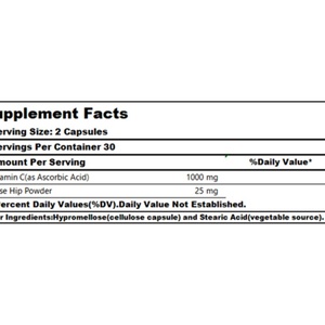 Vitamin C with Rose <b>HIPS</b> 1000mg 60 Capsules Non-GMO Gluten Free Adult Antioxidant & Immunity <b>Support</b> Dietary Supplement - Product Image 2