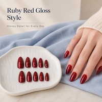 Faux ongles à presser T1065 Kaixin Cherries Red Central Ellipse, rouge profond, pour usage intérieur, fournitures pour ongles