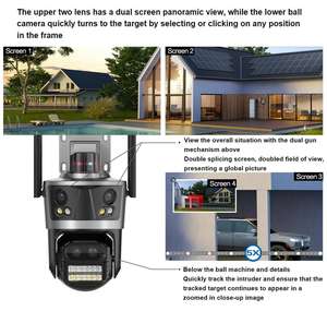 Caméra de sécurité extérieure sans fil PTZ 3K 12MP à quatre objectifs avec lumière d'avertissement et étanchéité - <span class=keywords><strong>Camara</strong></span> De Seguridad Wifi - Product Image 4