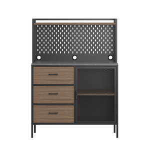 Meuble de rangement autoportant moderne en acier écologique avec 3 tiroirs et 3 étagères, ensemble de garde-manger, meuble de cuisine, mobilier de maison pour salon - Product Image 2