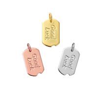 Pendentif porte-bonheur rectangulaire en acier plaqué or 18 carats, poli miroir, gravé, personnalisable, pour bijoux DIY – Vente chaude
