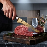 Couteau à désosser de chef de haute qualité en acier inoxydable Damas, manche en bois, longueur de lame 6-7,9 pouces, épaisseur 2,2 mm, finition polie pour cuisine