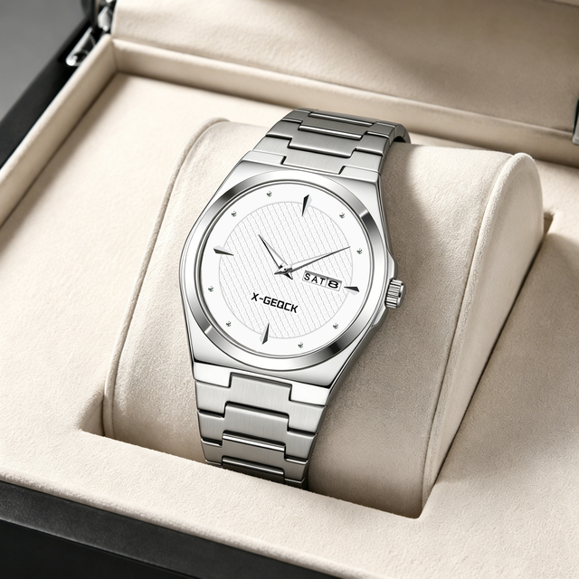 X-GEQCK Watch for Men Elegant Ultra-thin Gemstone Design New Fashion Luminous Quartz Watches