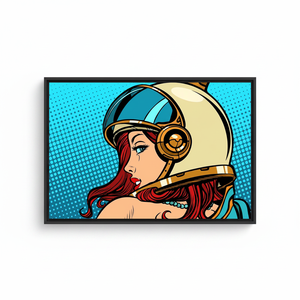 Pop Art Astronaut Woman <b>Canvas</b> Print: Modern Wall Decor,BLACK <b>FRAMED</b> <b>CANVAS</b> - Product Image 2