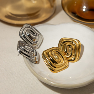 Geometric <b>Stud</b> <b>Earrings</b> Zinc Alloy Gold <b>Silver</b> Spiral Design Fashion Jewelry - Product Image 3