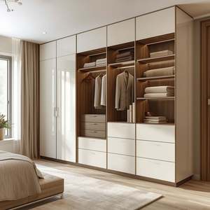 Armoire de rangement intelligente moderne avec porte battante en verre et éclairage LED, mobilier de chambre simple, organisateur de vêtements pour usage domestique - Product Image 2