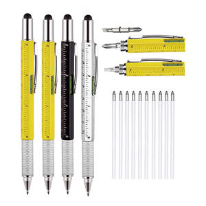 Bolígrafo de herramientas metálico 6 en 1 personalizado para ingenieros y carpinteros: Nivel de burbuja, regla con escala, destornillador y lápiz táctil - Product Image 3