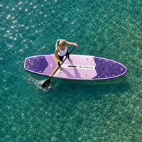 Vente flash : SUP gonflable Drop Stitch 11' x 33" avec pompe, motif feuilles violettes, kit complet pour un plaisir polyvalent