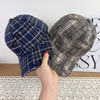 Casquette de baseball vintage à carreaux pour femme, nouvelle collection automne-hiver, structurée, décontractée, polyvalente, style tendance