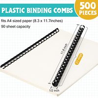 Peignes de reliure en PVC coloré à 21 anneaux, accessoires de reliure spirale en plastique pour cahiers, livres et projets de bricolage
