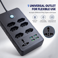 Stop Kontak Brazil 7 Lubang AC dengan 4 Port USB 1 Soket Universal Papan Ekstensi Stasiun Pengisian Daya dengan Saklar ON/Off OEM ODM