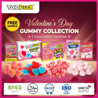 Halal zure hartvormige gummy snoepjes, zacht, kauwbaar, fruitig, gemengd, novelty bulk snoep, OEM voor distributeurs, Valentijnscadeau YOLODUCK