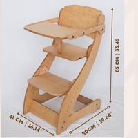 Chaise haute réglable en bois Montessori avec housses de plateau pour l'alimentation, l'apprentissage de la croissance pour la salle à manger, la cuisine et la chaise bébé