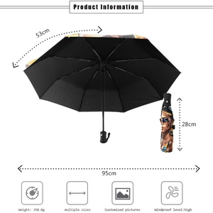 African Beauty Sexy Lady Pattern Custom 3-Fold Fully-Automatic Windproof Logo <b>Umbrella</b> with Straight Handle-Business Gifts - Product Image 3